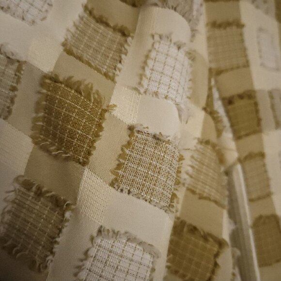 Davi & Dani Tan Textured Patchwork Statement Sleeve Button Down Large - Picture 4 of 7